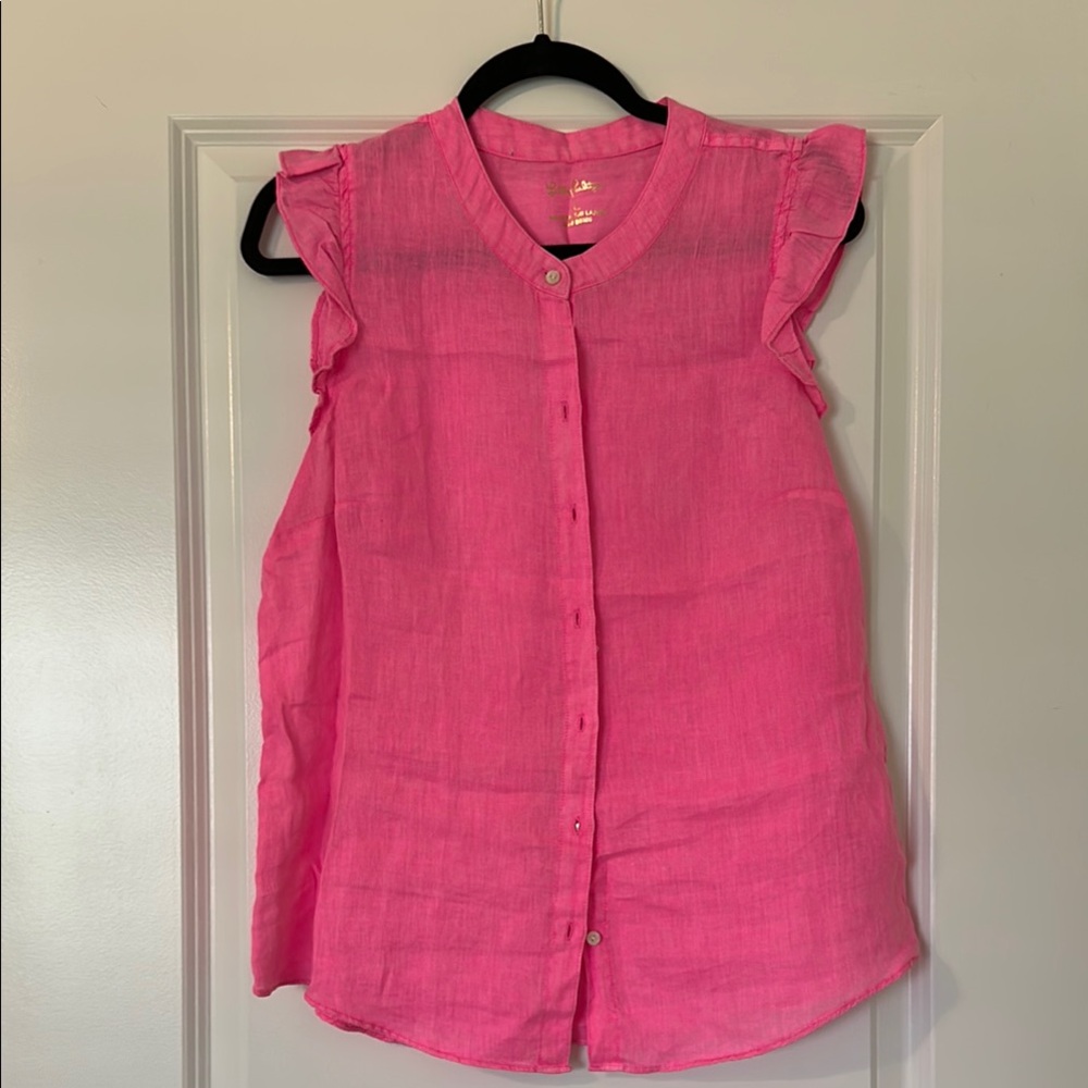 NWOT Lilly Pulitzer Briette linen ruffle sleeve top